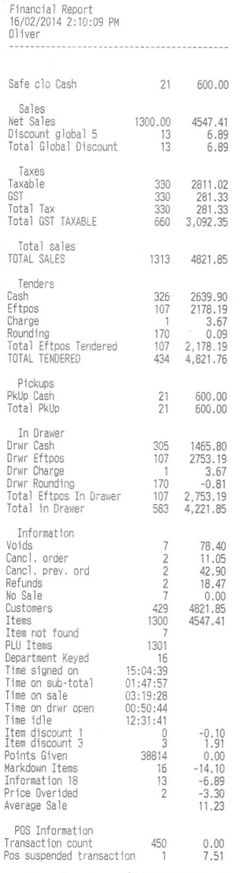 EZPOSA POS Fin Report